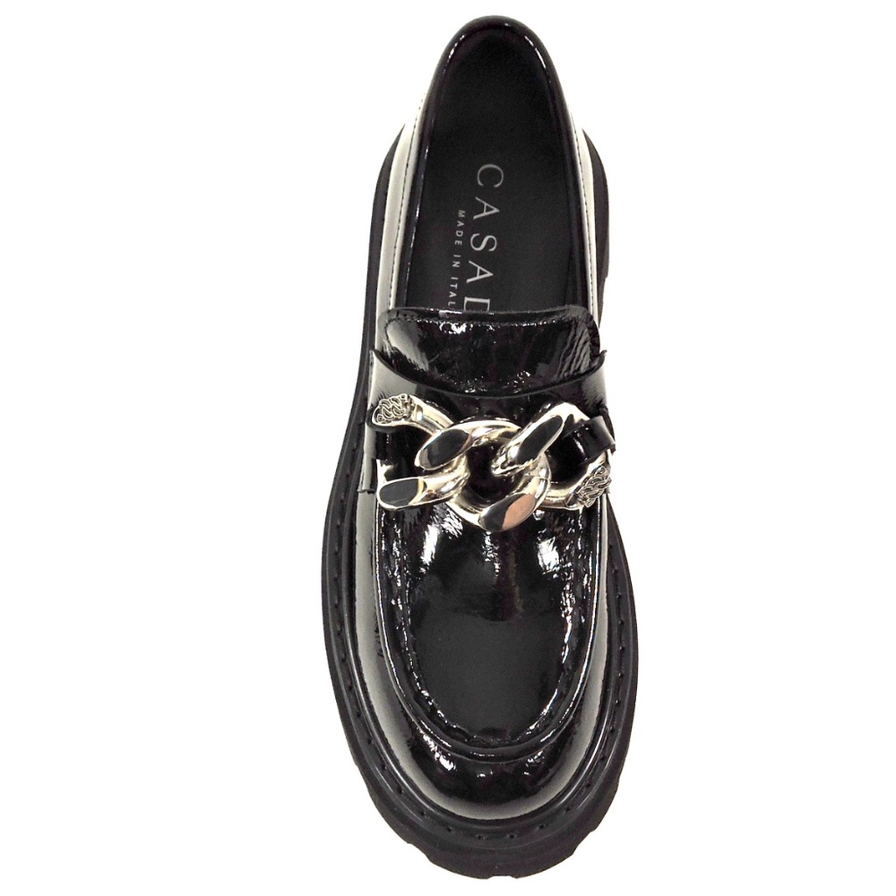 CASADEI 🇮🇹 WOMENS BLACK PATENT LEATHER COMFORT LOAFERS - Picture 5 of 7